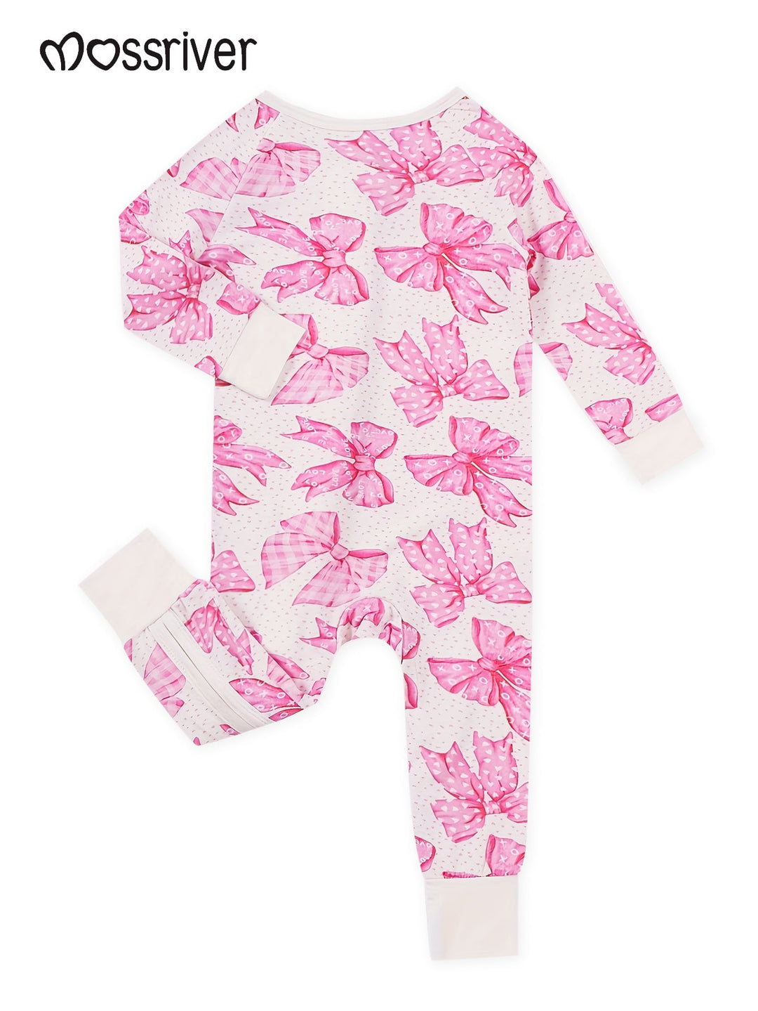 Long - Sleeve Baby One - Piece Bow Print - MOSSRIVER