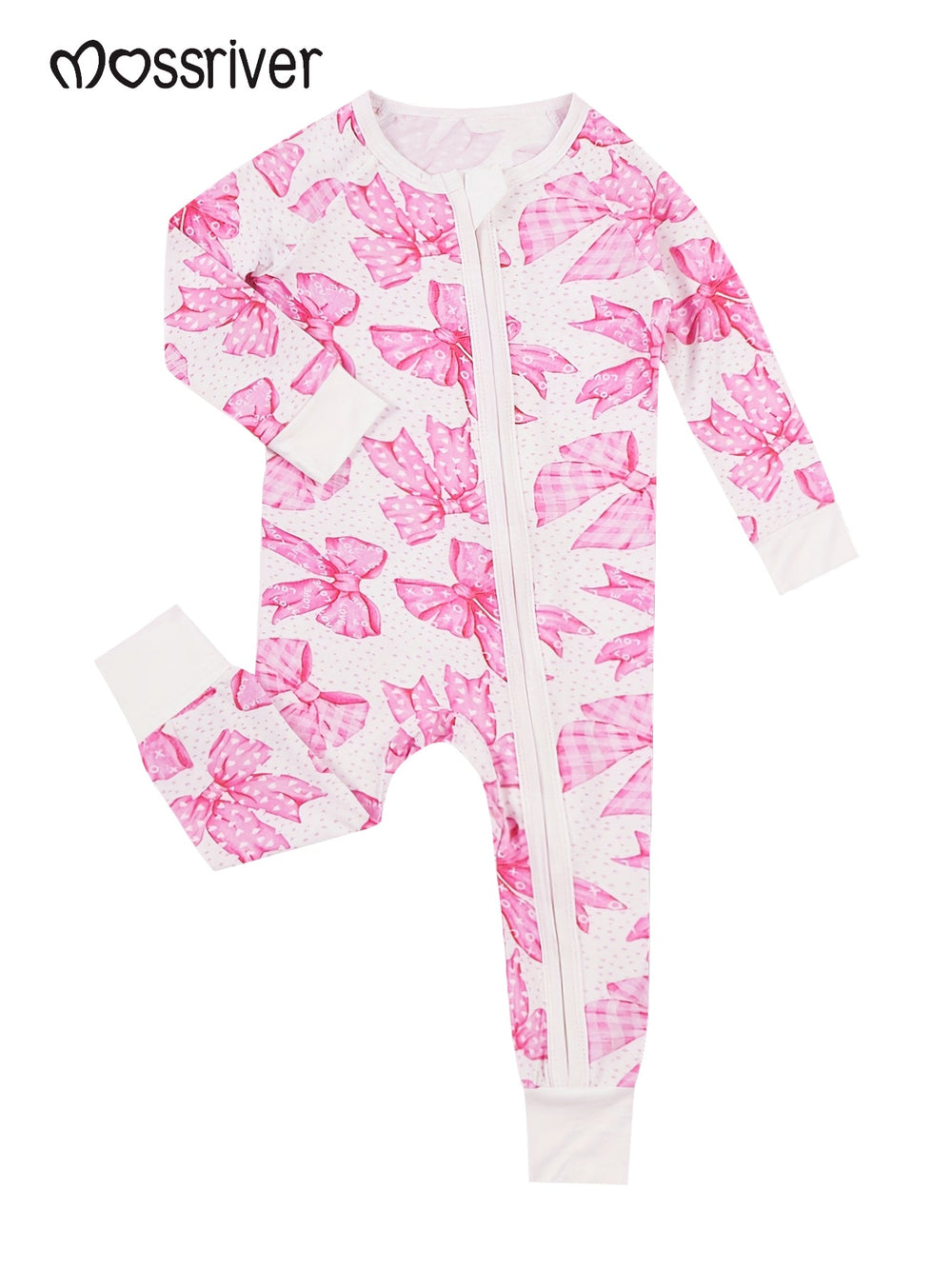 Long - Sleeve Baby One - Piece Bow Print - MOSSRIVER