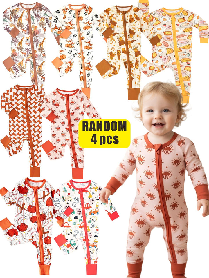 Mossriver 2pcs Random Bamboo Zip Baby Romper Soft Stretchy Breathable - MOSSRIVER
