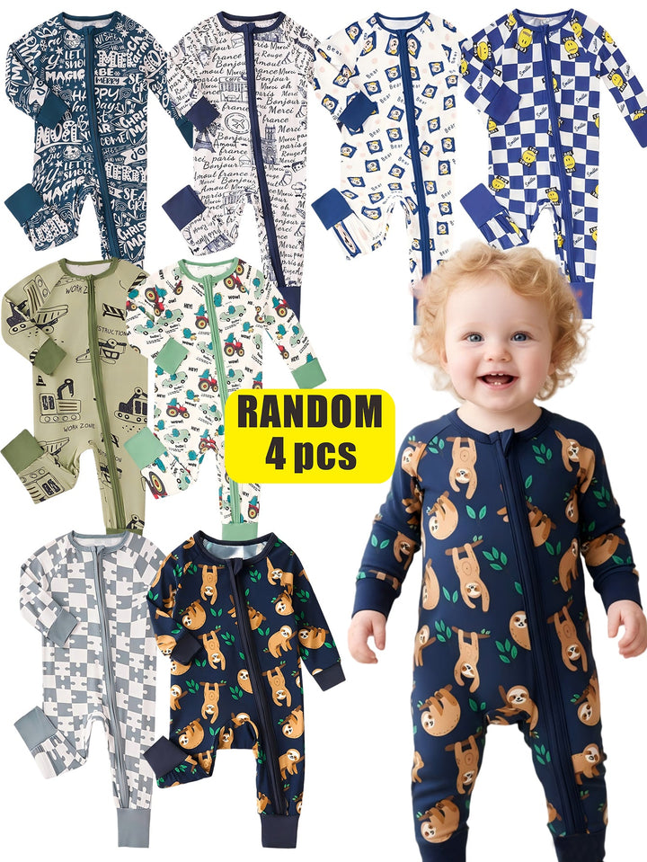 Mossriver 2pcs Random Bamboo Zip Baby Romper Soft Stretchy Breathable - MOSSRIVER