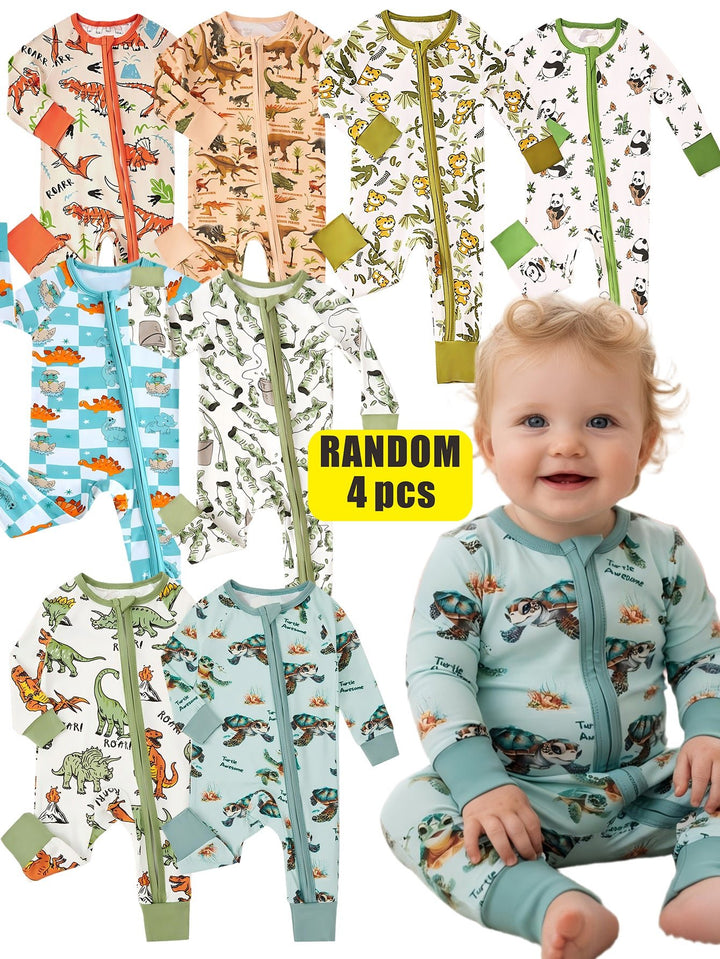 Mossriver 2pcs Random Bamboo Zip Baby Romper Soft Stretchy Breathable - MOSSRIVER