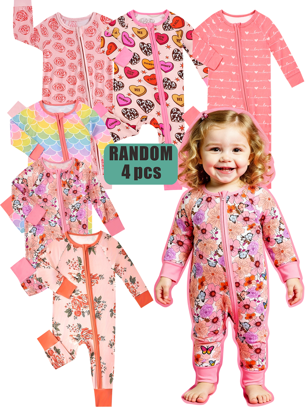 Mossriver 3pcs Random Bamboo Baby Zip Romper Soft Breathable - MOSSRIVER