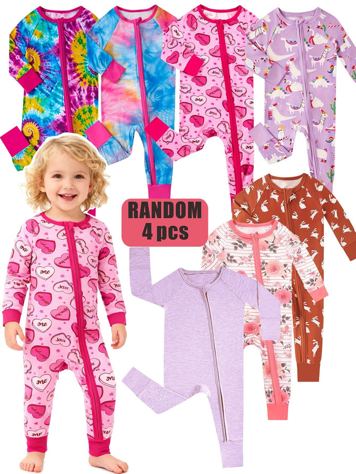 Mossriver 3pcs Random Bamboo Baby Zip Romper Soft Breathable - MOSSRIVER