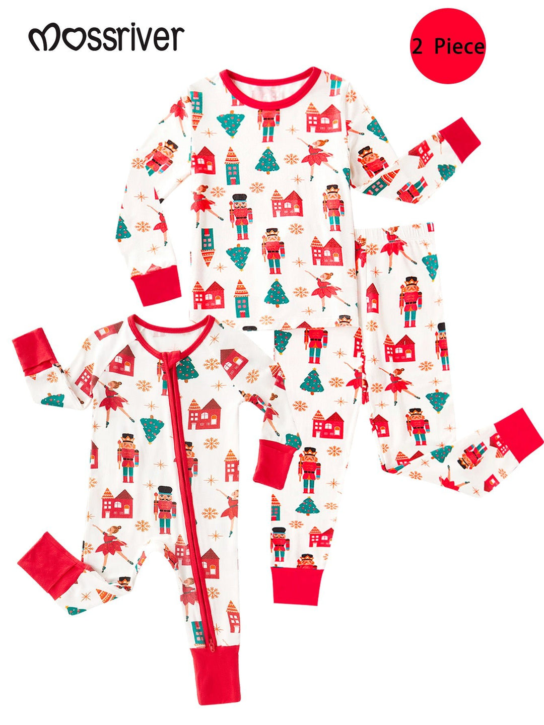 MOSSRIVER Christmas Family Matching Bamboo Long - Sleeve Pajama Set King and Princess Print - MOSSRIVER