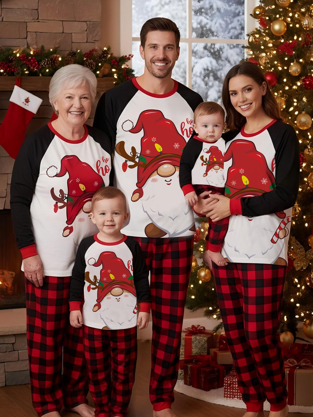 MOSSRIVER Christmas Family Matching Christmas Long Sleeve Pajama Set - Super Soft Elf Print - MOSSRIVER
