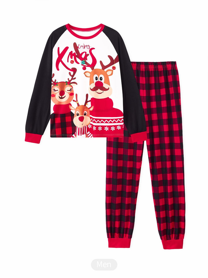 MOSSRIVER Christmas Family Matching Soft Reindeer Family Print PJS - MOSSRIVER