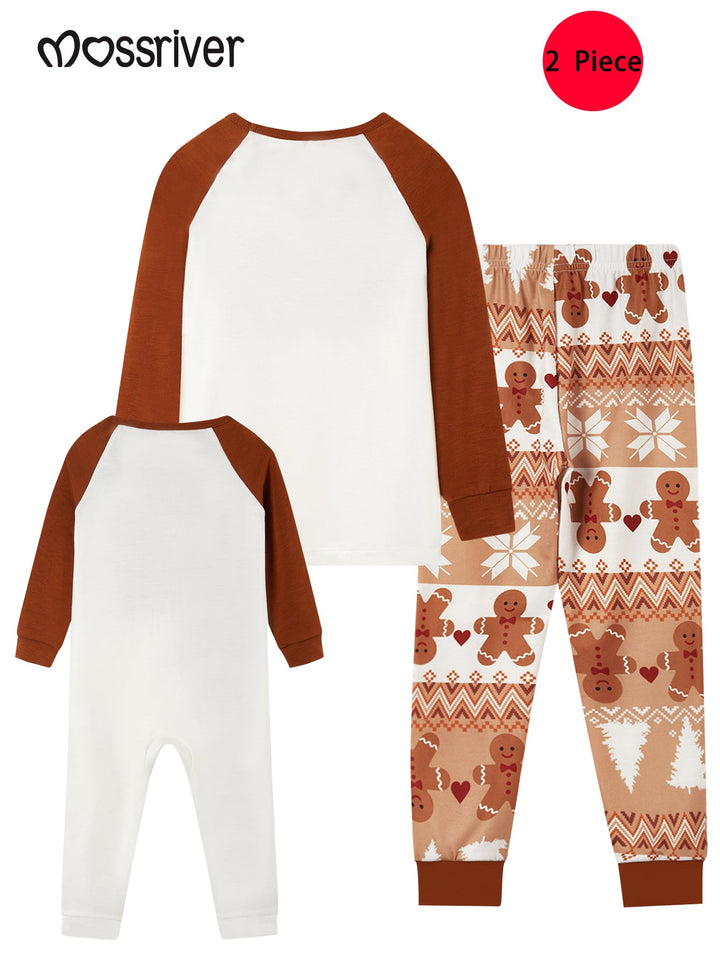 MOSSRIVERChristmas Family Matching Long - Sleeve Pajama Set Gingerbread man Print Christmas PJs! - MOSSRIVER