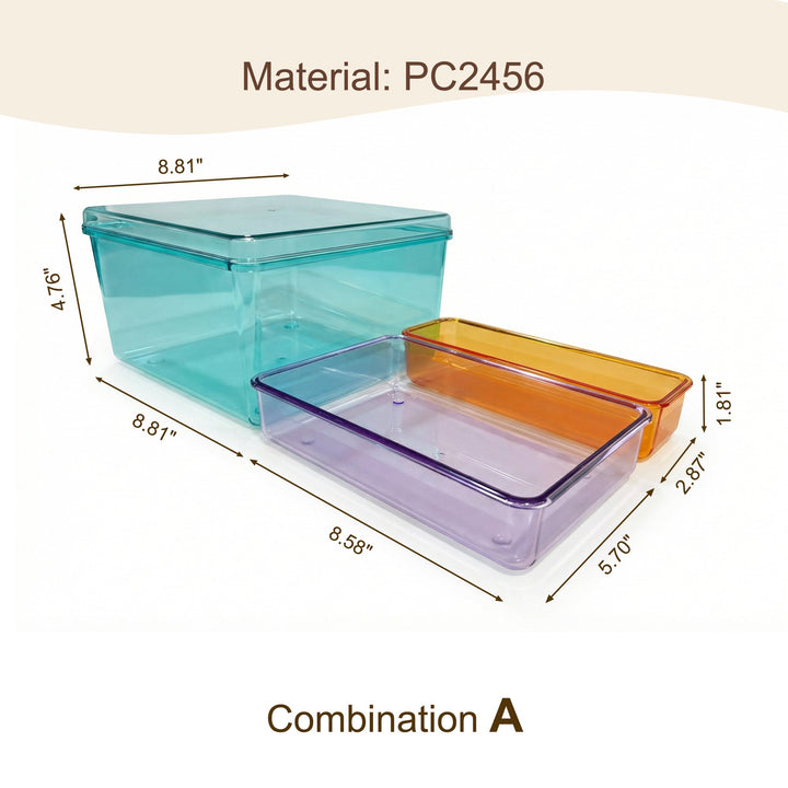 Multicolor Removable Compartment PC Storage Box | Clear Organizer - MOSSRIVER