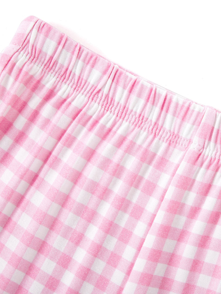 Pink Gingham Long - Sleeve Girls Pajamas Two - Piece - MOSSRIVER
