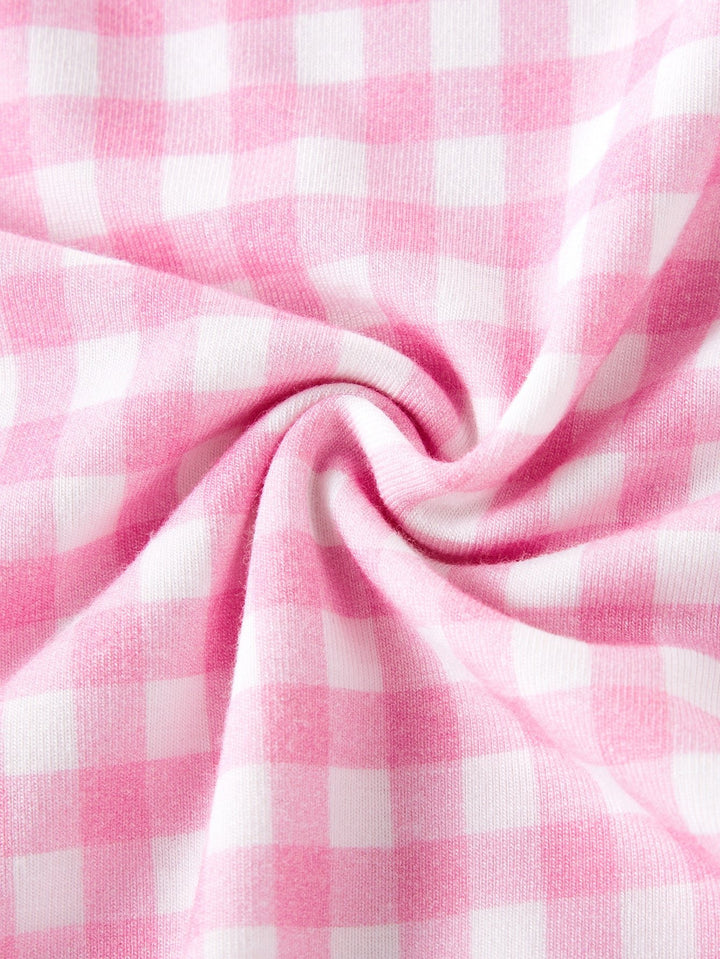 Pink Gingham Long - Sleeve Girls Pajamas Two - Piece - MOSSRIVER