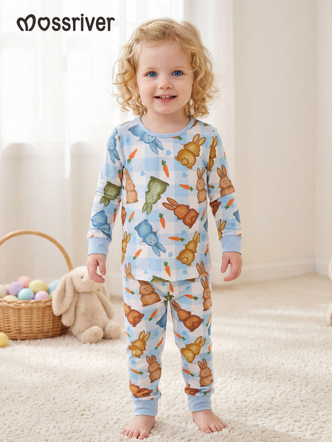 Rabbit Print Long - Sleeve Baby Pajamas - MOSSRIVER