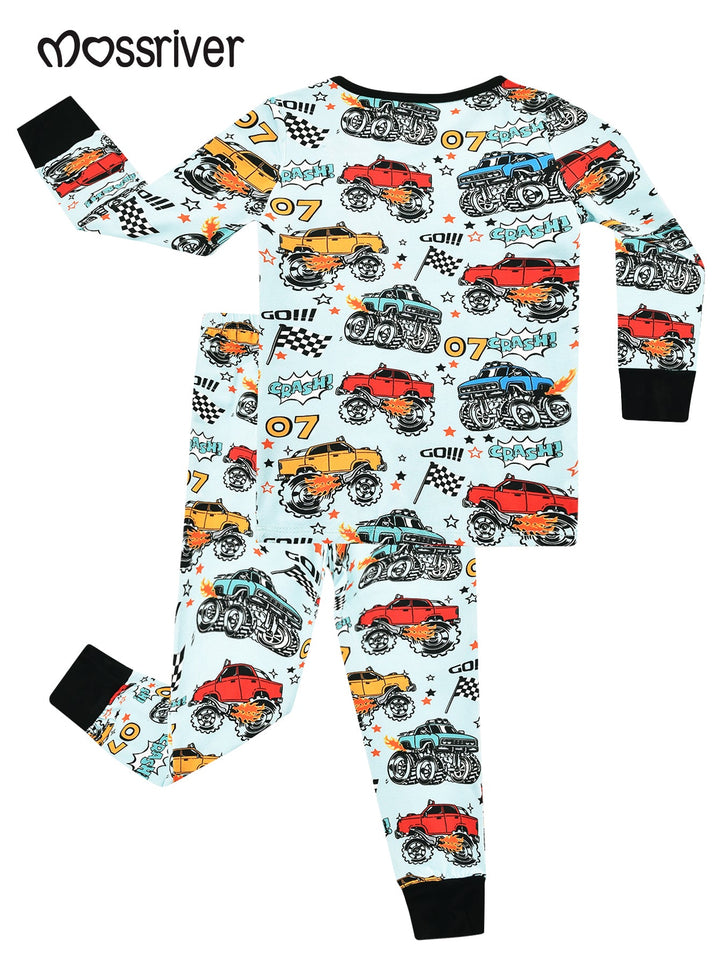 Racing Car Print Bamboo Long - Sleeve Baby Pajamas - MOSSRIVER