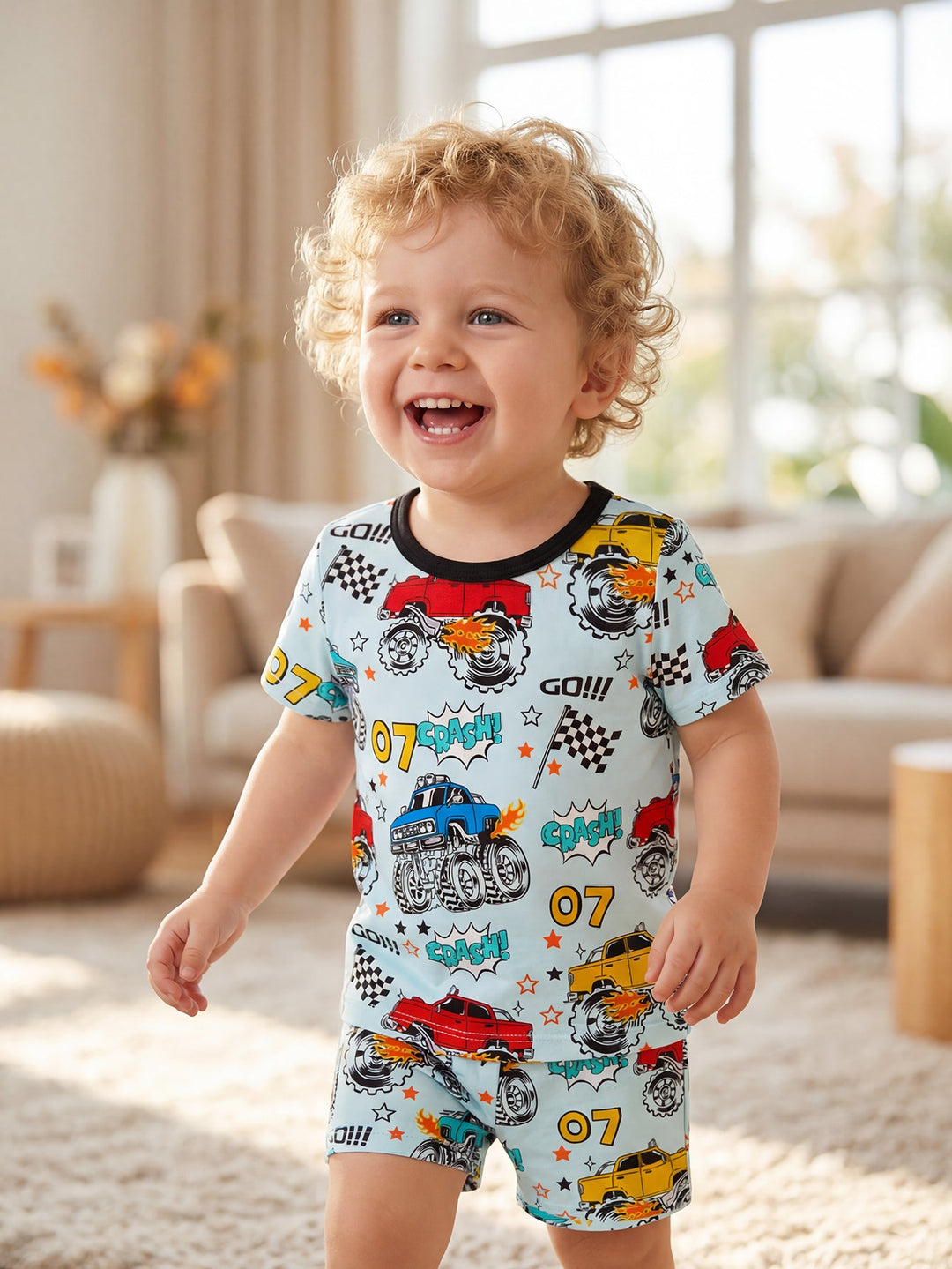 Racing Cars Short - Sleeve Baby Two - Piece - MOSSRIVER