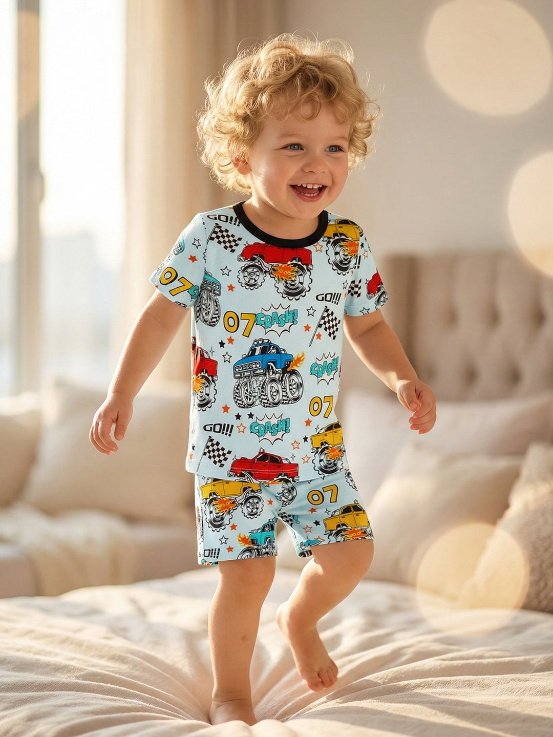 Racing Cars Short - Sleeve Baby Two - Piece - MOSSRIVER