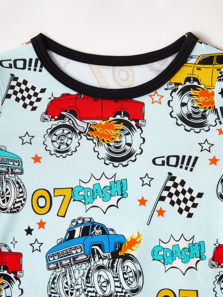 Racing Cars Short - Sleeve Baby Two - Piece - MOSSRIVER