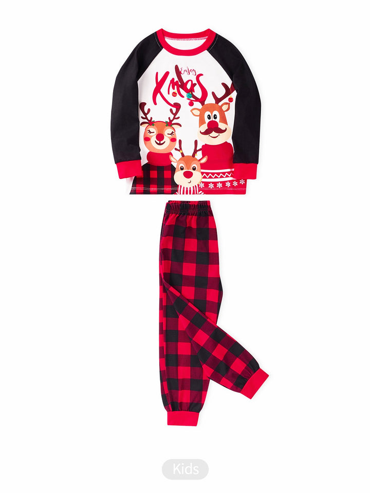 Reindeer Family Print Long - Sleeve Kid's Two - Piece - MOSSRIVER