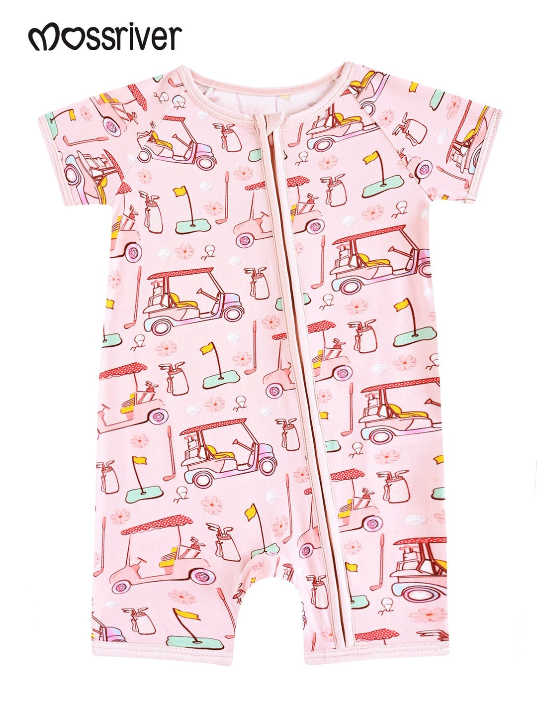Short - Sleeve Baby One - Piece Golf Cart Print - MOSSRIVER
