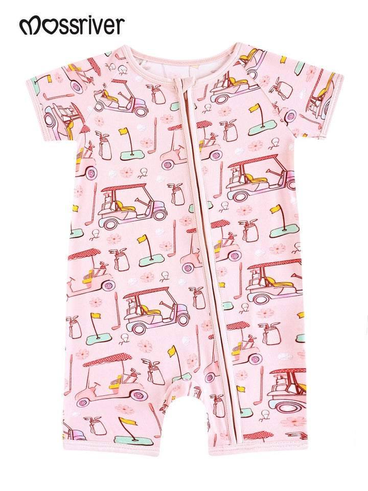 Short - Sleeve Baby One - Piece Golf Cart Print - MOSSRIVER