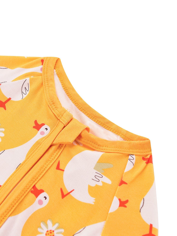 Short - Sleeve Baby One - Piece Swan Print Zipper - MOSSRIVER