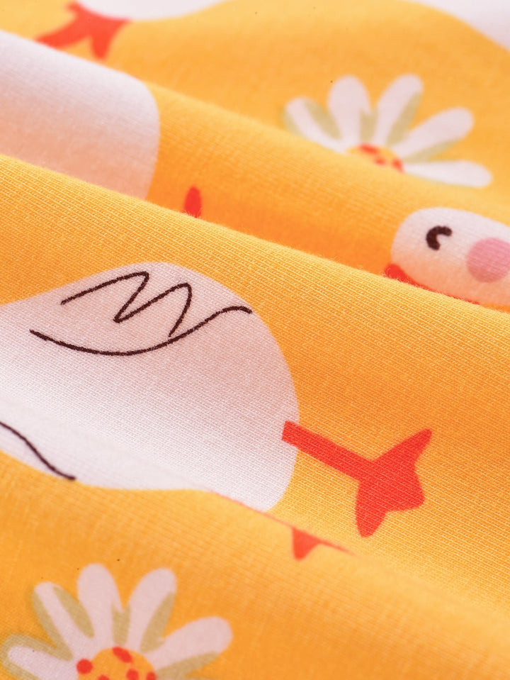 Short - Sleeve Baby One - Piece Swan Print Zipper - MOSSRIVER