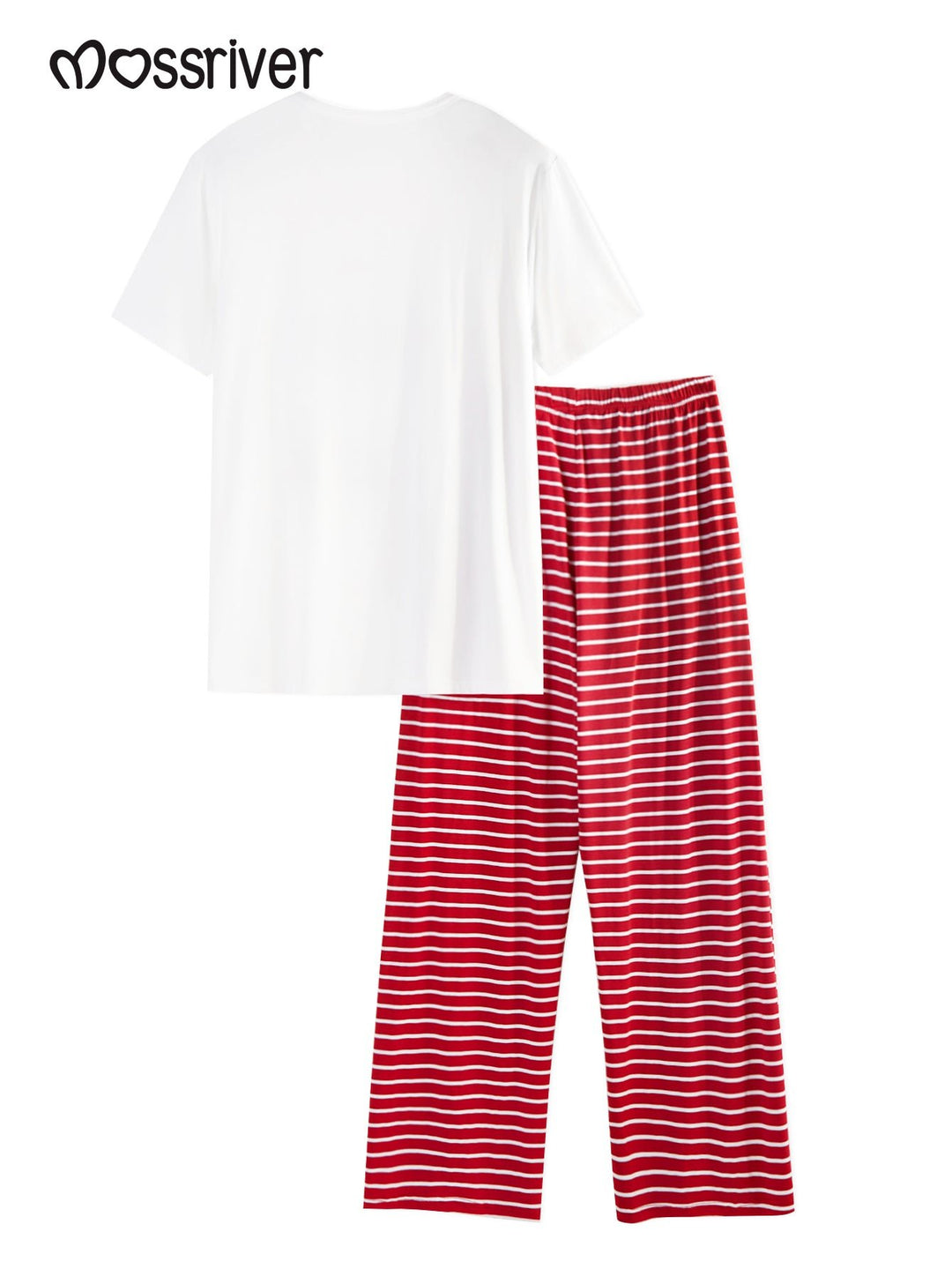 Soft Basic Men's Short - Sleeve Lounge Set (Striped) - MOSSRIVER