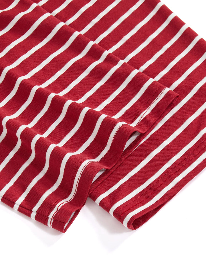 Soft Basic Men's Short - Sleeve Lounge Set (Striped) - MOSSRIVER