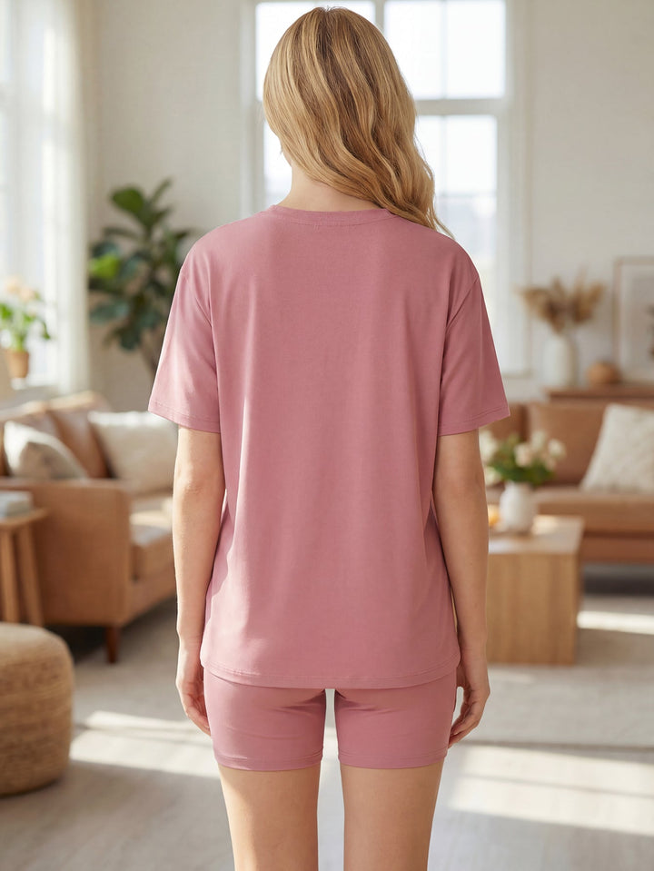 Soft Women's Short - Sleeve Lounge Set - Comfortable Pajama Two - Piece - MOSSRIVER