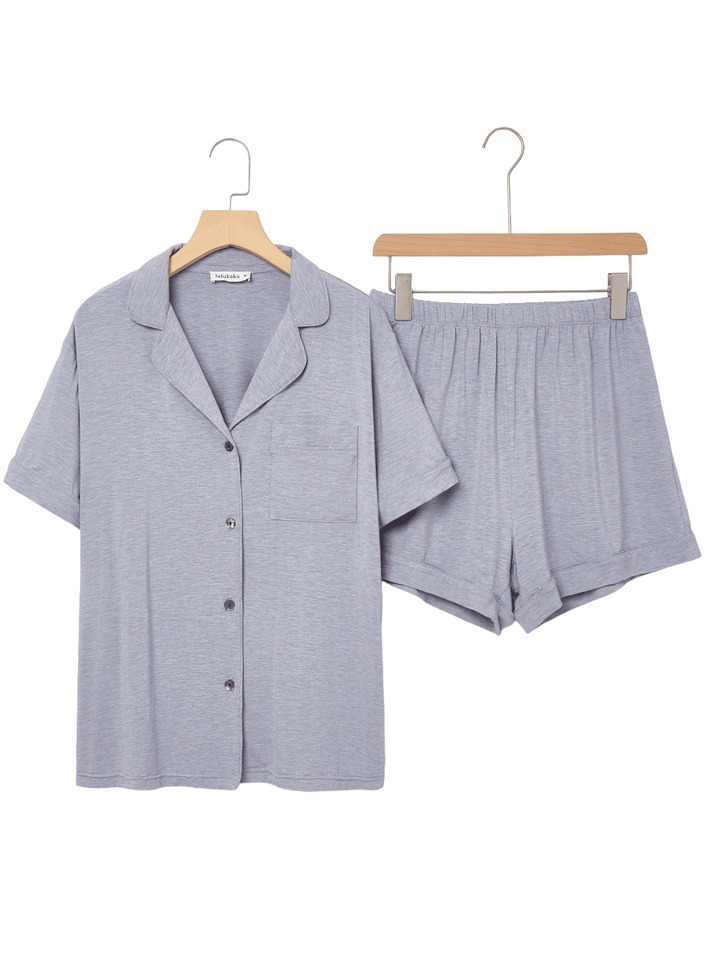 Solid Short - Sleeve Women's Pajama Set - MOSSRIVER
