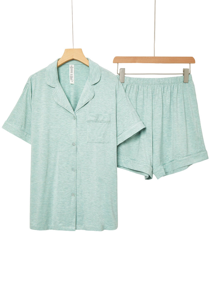 Solid Short - Sleeve Women's Pajama Set - MOSSRIVER
