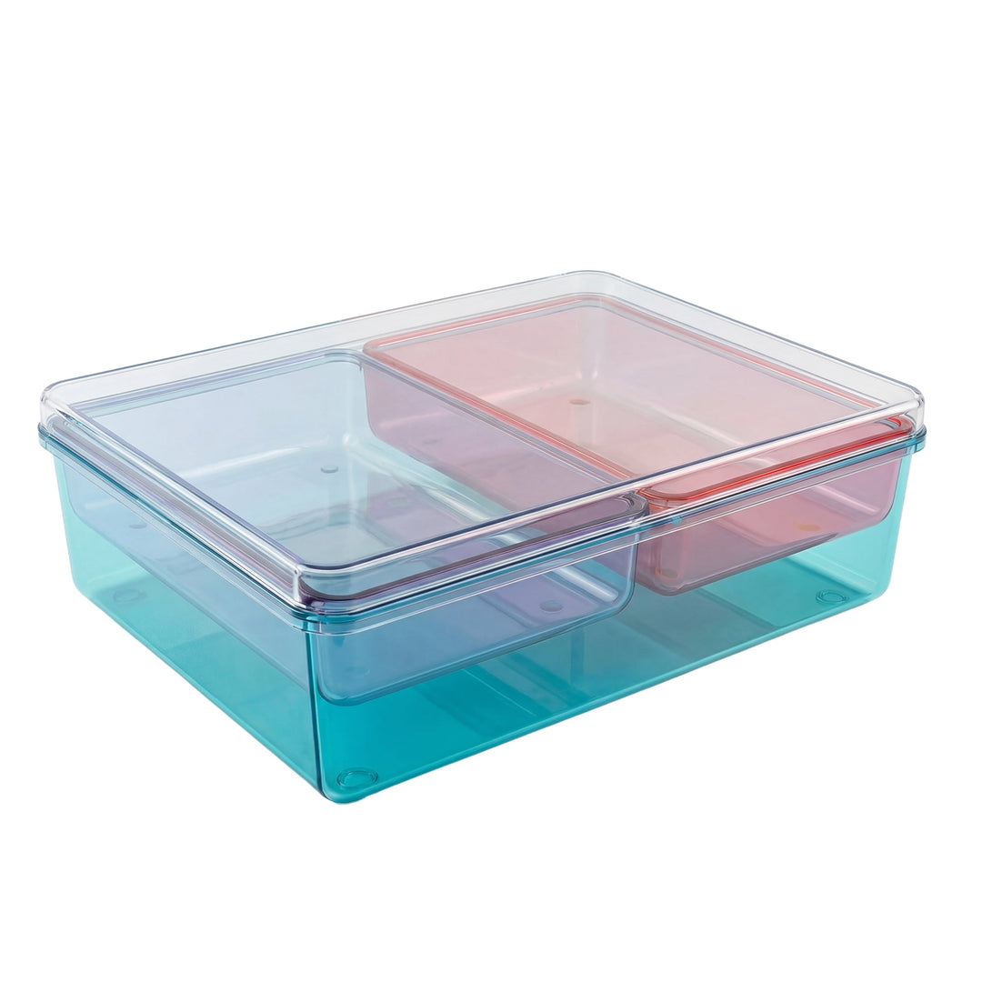 Stackable Plastic Storage Box with Color Trays for Home & Office - MOSSRIVER