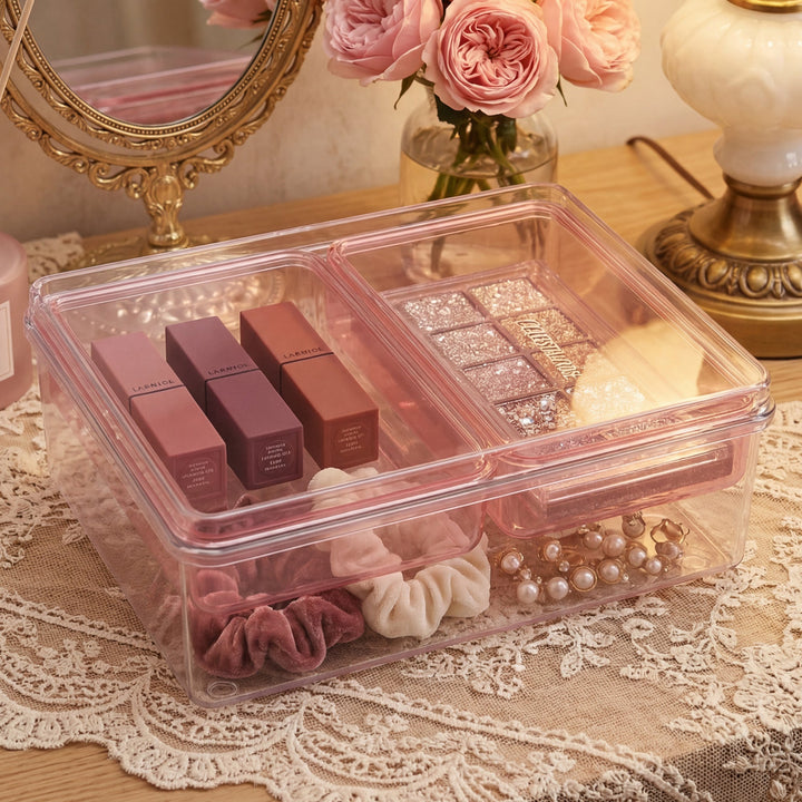 Stackable Plastic Storage Box with Color Trays for Home & Office - MOSSRIVER