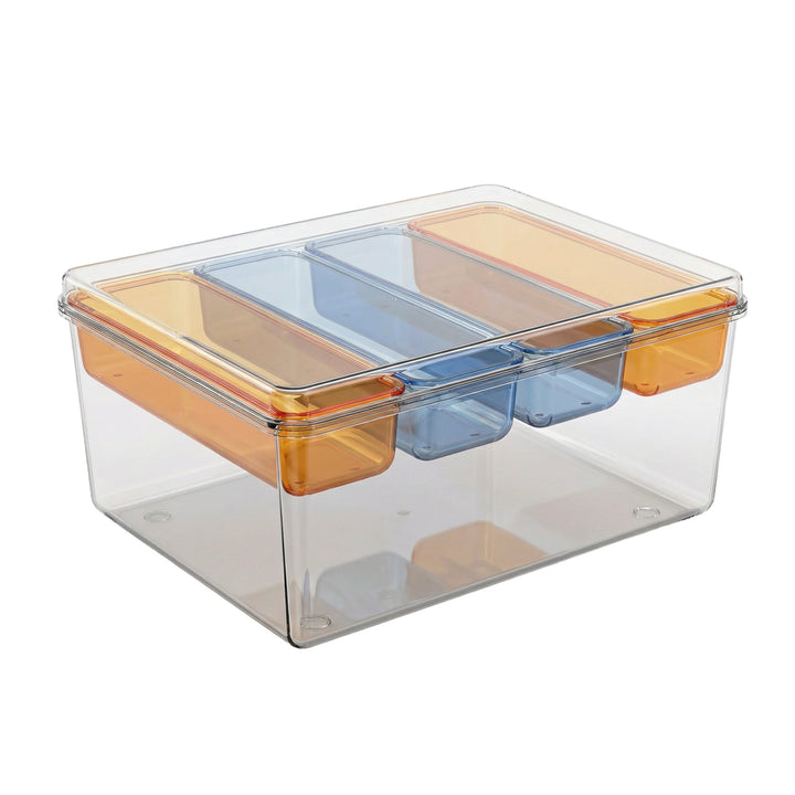 Stackable Plastic Storage Box with Color Trays for Home & Office - MOSSRIVER