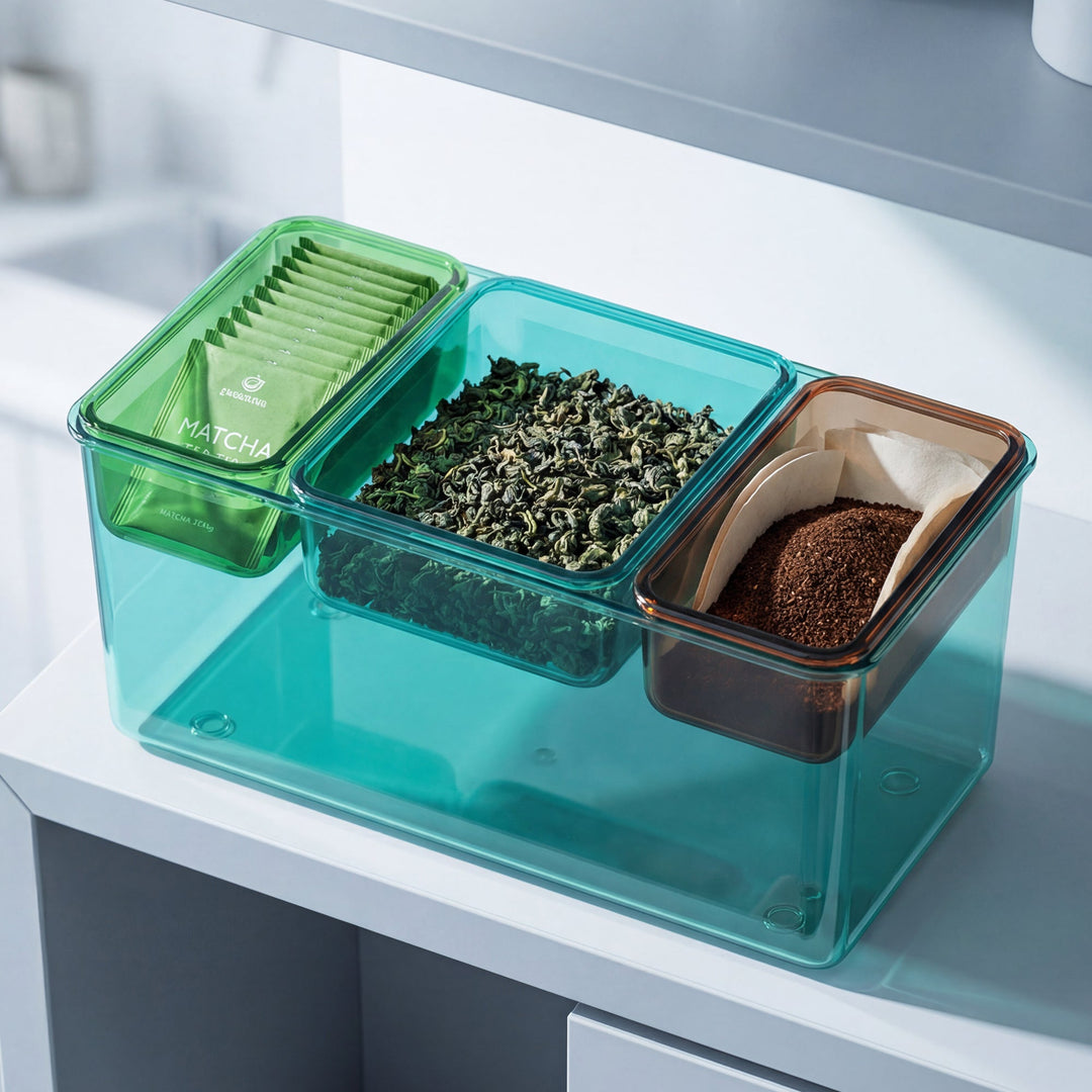 Stackable Plastic Storage Box with Color Trays for Home & Office - MOSSRIVER