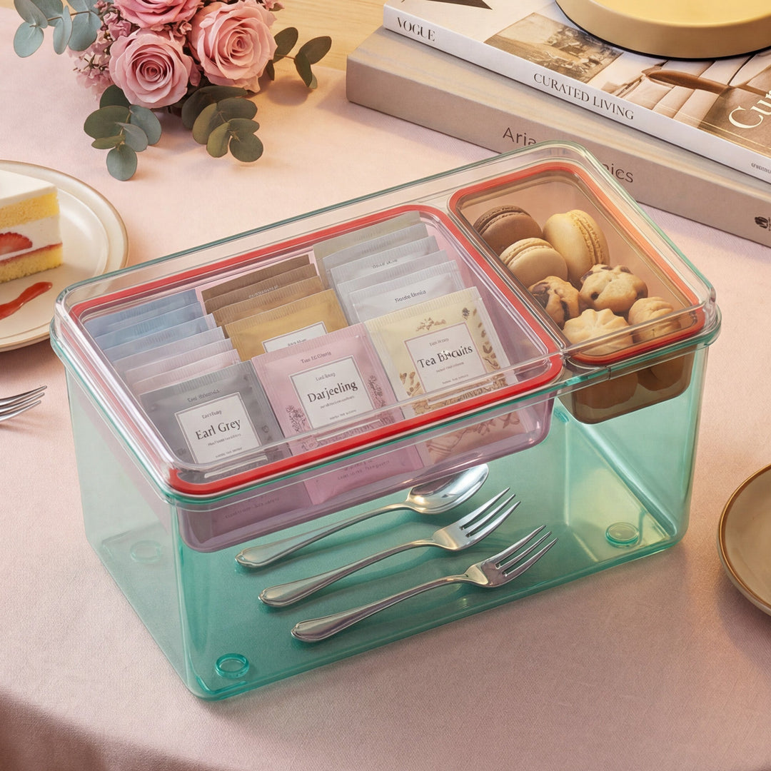 Stackable Plastic Storage Box with Color Trays for Home & Office - MOSSRIVER