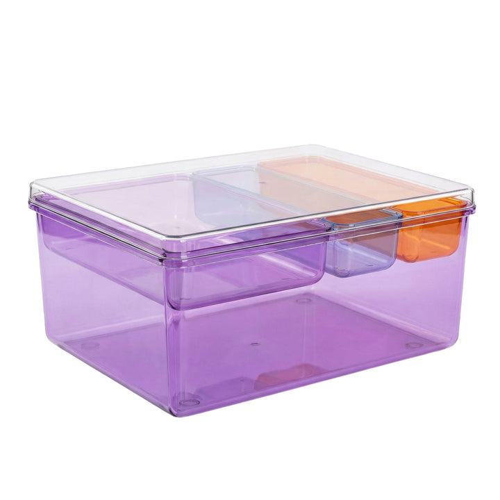 Stackable Plastic Storage Box with Color Trays for Home & Office - MOSSRIVER