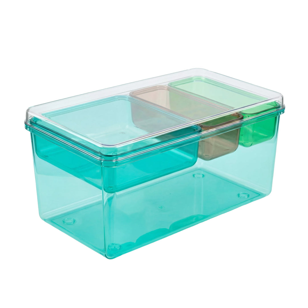 Stackable Plastic Storage Box with Color Trays for Home & Office - MOSSRIVER