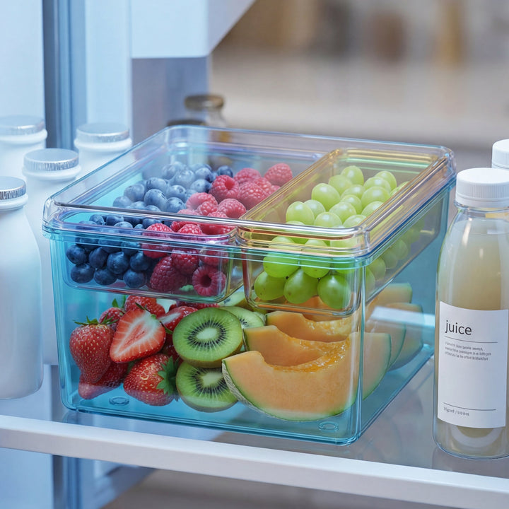 Stackable Plastic Storage Box with Color Trays for Home & Office - MOSSRIVER