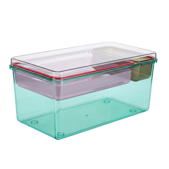 Stackable Plastic Storage Box with Color Trays for Home & Office - MOSSRIVER