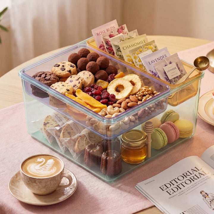 Stackable Plastic Storage Box with Color Trays for Home & Office - MOSSRIVER
