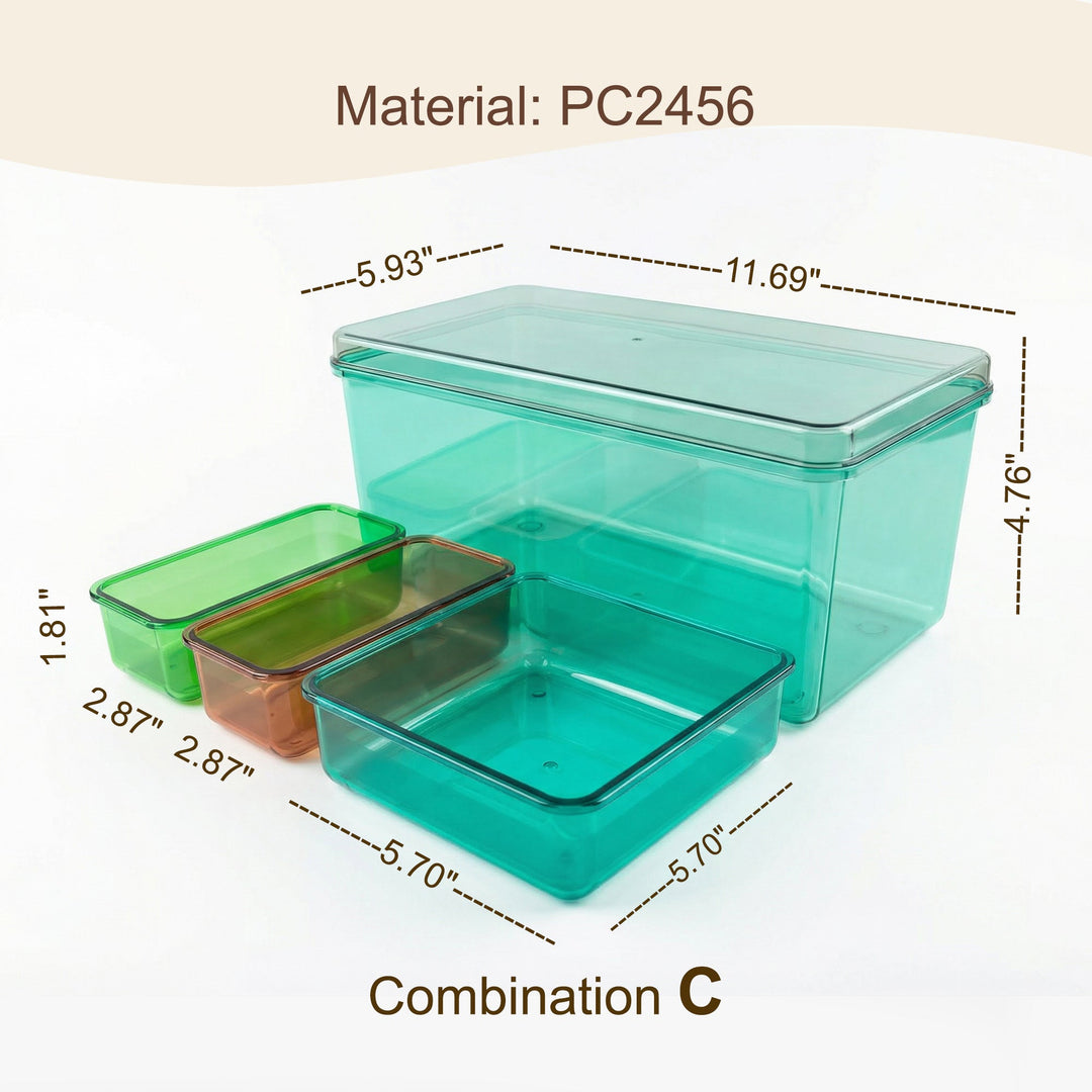Stackable Plastic Storage Box with Color Trays for Home & Office - MOSSRIVER