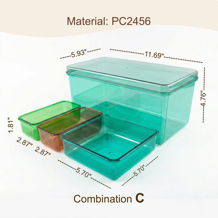 Stackable Plastic Storage Box with Color Trays for Home & Office - MOSSRIVER