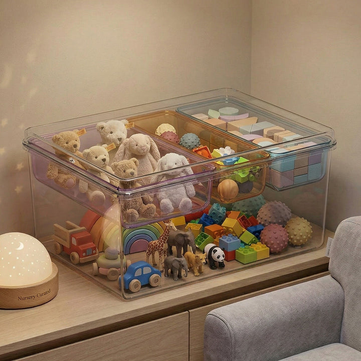 Stackable Plastic Storage Box with Color Trays for Home & Office - MOSSRIVER