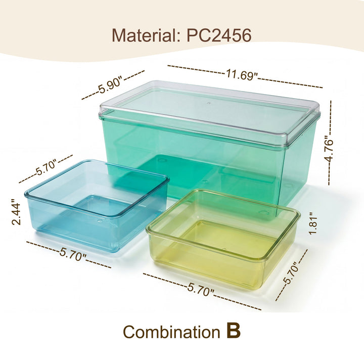 Stackable Plastic Storage Box with Color Trays for Home & Office - MOSSRIVER