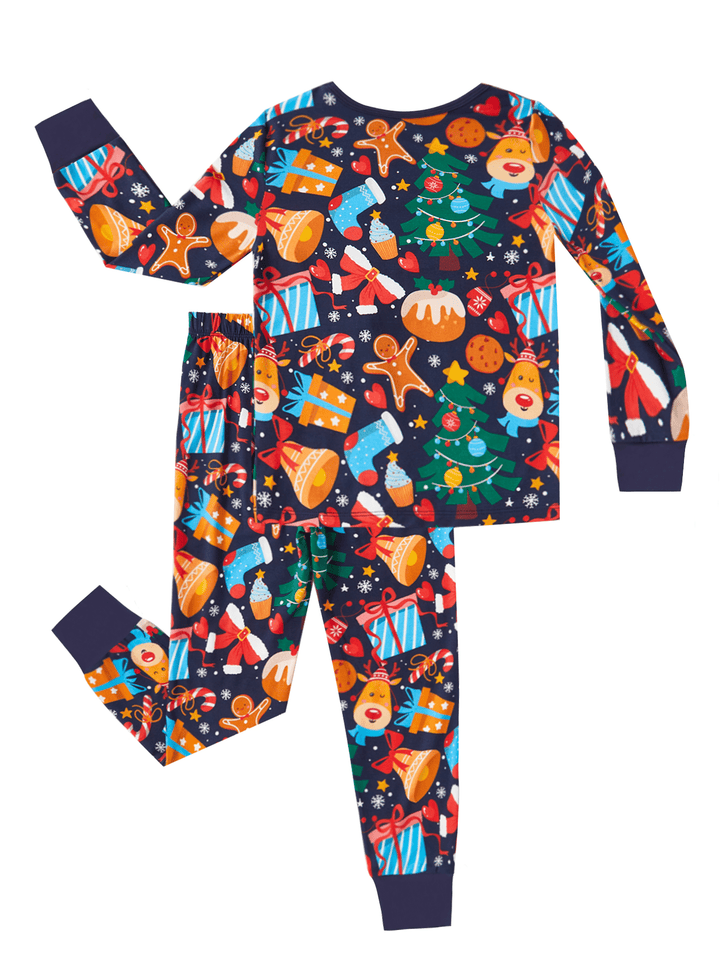 Standalone Website Product Title): Christmas Print Soft Two - Piece Pajama Set - MOSSRIVER