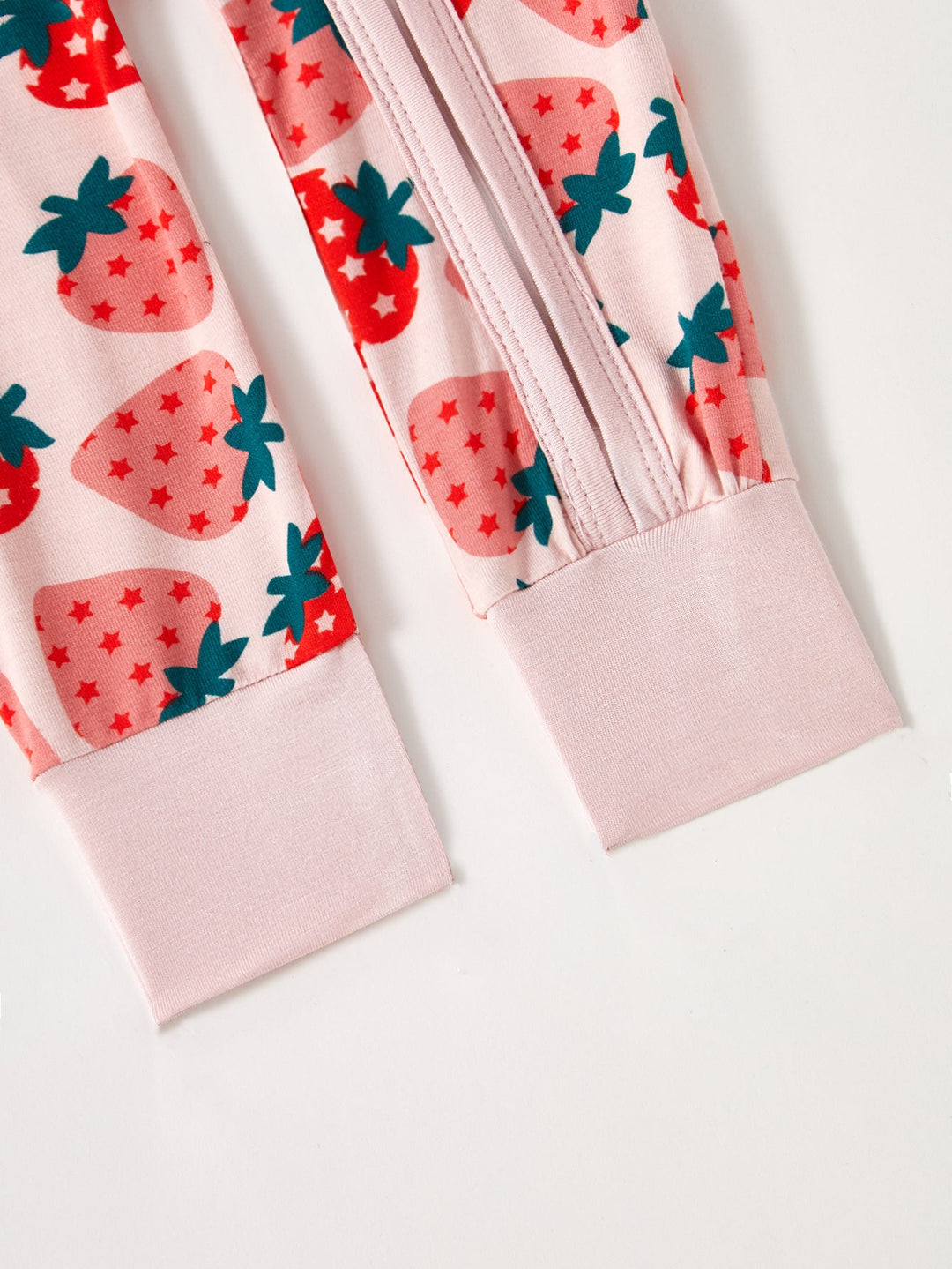 Strawberry Print Baby One - Piece Long - Sleeve Double Zipper - MOSSRIVER