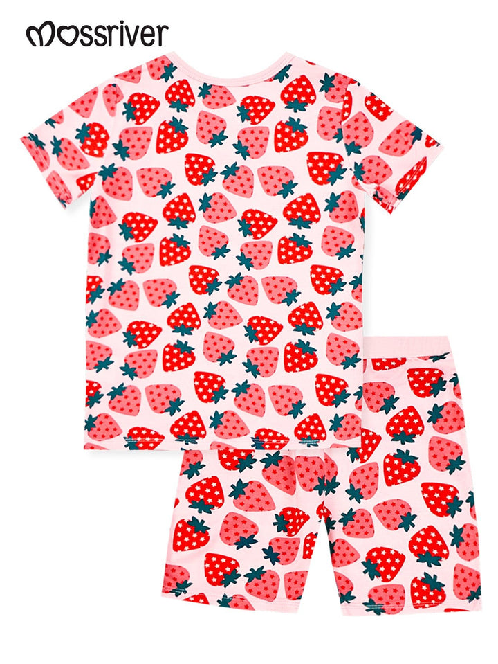 Strawberry Print Bamboo Baby Short - Sleeve Two - Piece - MOSSRIVER