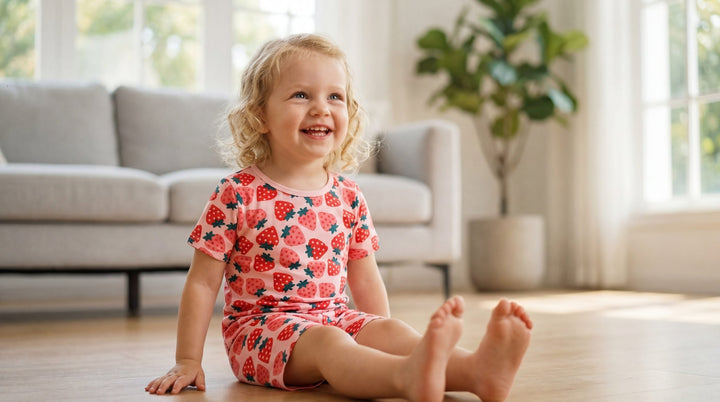 Strawberry Print Bamboo Baby Short - Sleeve Two - Piece - MOSSRIVER