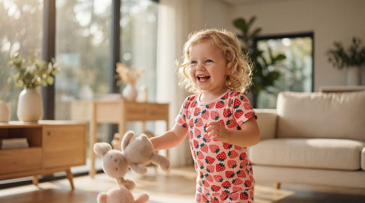 Strawberry Print Bamboo Baby Short - Sleeve Two - Piece - MOSSRIVER