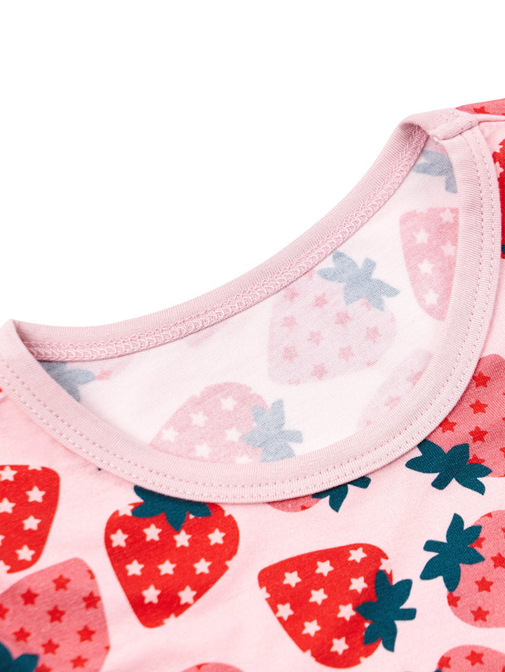 Strawberry Print Bamboo Baby Short - Sleeve Two - Piece - MOSSRIVER