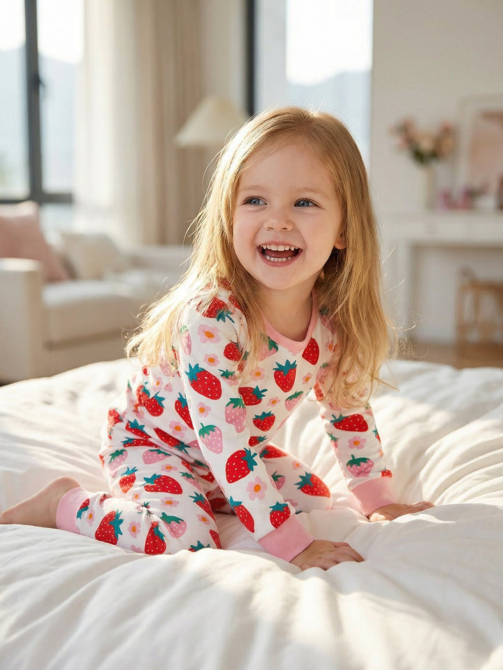 Strawberry Print Long - Sleeve Baby One - Piece Double Zipper - MOSSRIVER